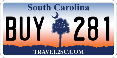 SC license plate BUY281