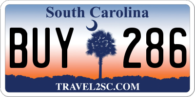 SC license plate BUY286