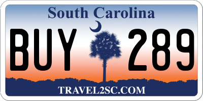 SC license plate BUY289