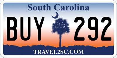 SC license plate BUY292