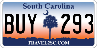 SC license plate BUY293