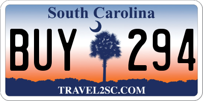 SC license plate BUY294