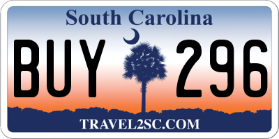 SC license plate BUY296