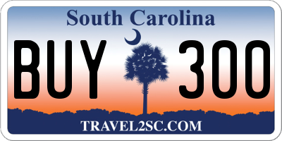 SC license plate BUY300