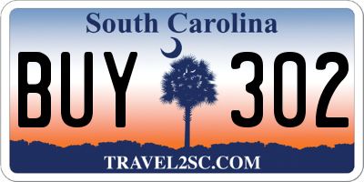 SC license plate BUY302