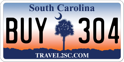 SC license plate BUY304