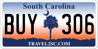 SC license plate BUY306