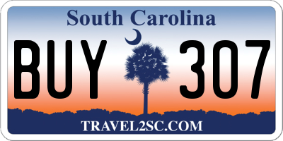 SC license plate BUY307