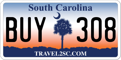 SC license plate BUY308
