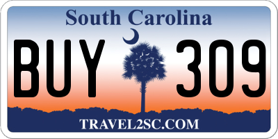 SC license plate BUY309