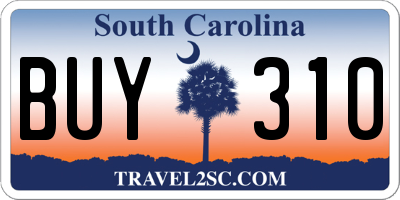 SC license plate BUY310