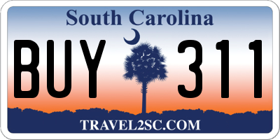 SC license plate BUY311