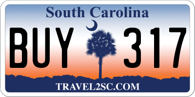SC license plate BUY317