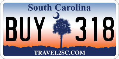 SC license plate BUY318