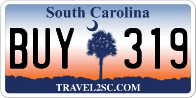 SC license plate BUY319