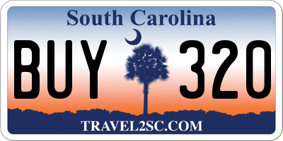 SC license plate BUY320