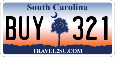 SC license plate BUY321