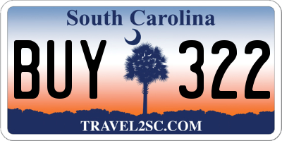 SC license plate BUY322