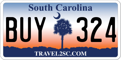 SC license plate BUY324
