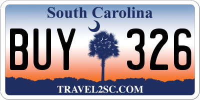 SC license plate BUY326