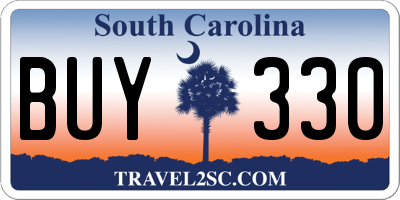 SC license plate BUY330