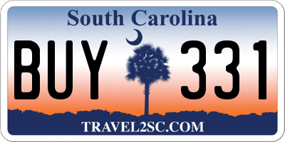 SC license plate BUY331