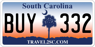 SC license plate BUY332