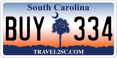 SC license plate BUY334