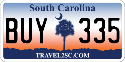SC license plate BUY335
