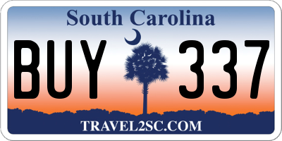 SC license plate BUY337