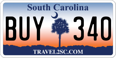 SC license plate BUY340
