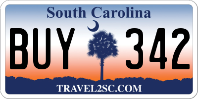 SC license plate BUY342