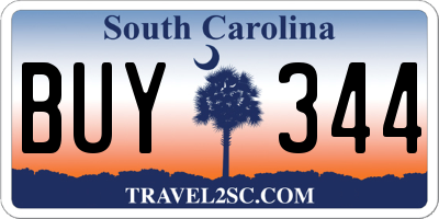 SC license plate BUY344