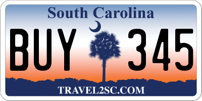 SC license plate BUY345