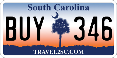 SC license plate BUY346