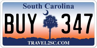 SC license plate BUY347