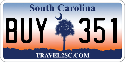 SC license plate BUY351