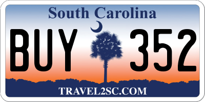 SC license plate BUY352