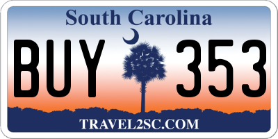 SC license plate BUY353