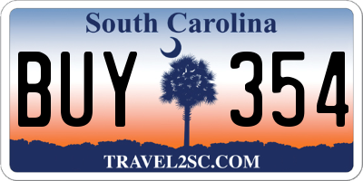 SC license plate BUY354