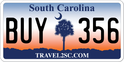 SC license plate BUY356