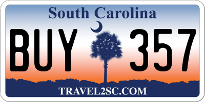 SC license plate BUY357
