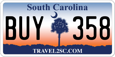 SC license plate BUY358