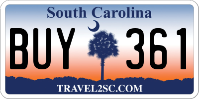 SC license plate BUY361
