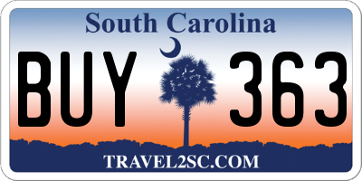 SC license plate BUY363