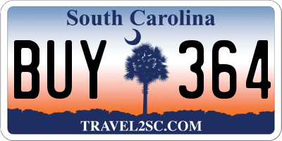 SC license plate BUY364