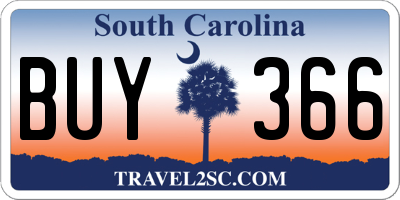 SC license plate BUY366
