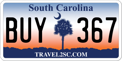 SC license plate BUY367