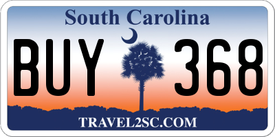 SC license plate BUY368