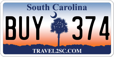SC license plate BUY374